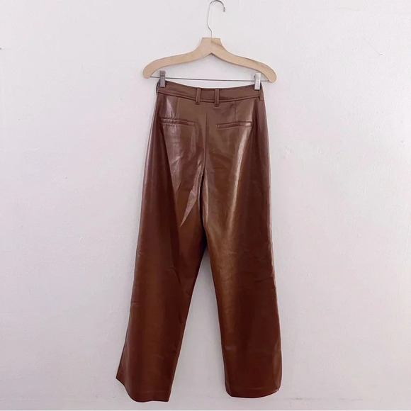 Aritzia Command Vegan Leather Brown Straight Leg Pants - Picture 5 of 10